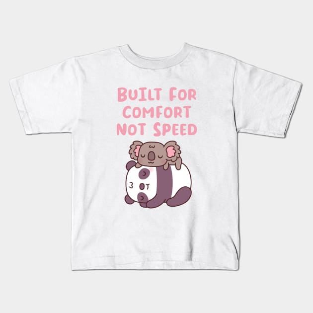 Cute Panda And Koala Built For Comfort Not Speed Kids T-Shirt by rustydoodle